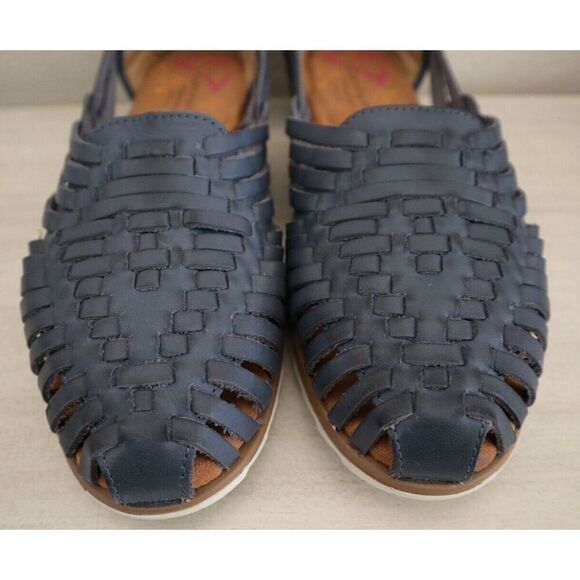 Comfortiva Women's Sz 9M Navy Rainer Leather Woven Huarache Slip-On Sandals - Picture 9 of 10